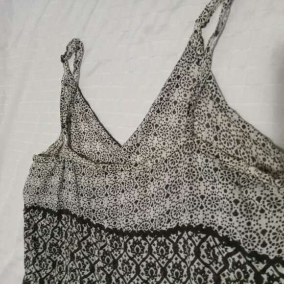 Pretty black and white cotton chiffon tiered summer dress, Large - Picture 6 of 6